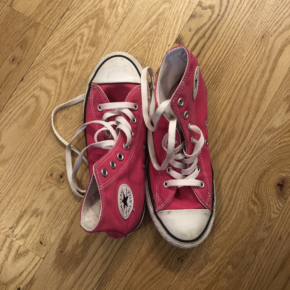 Hot pink high top Converse